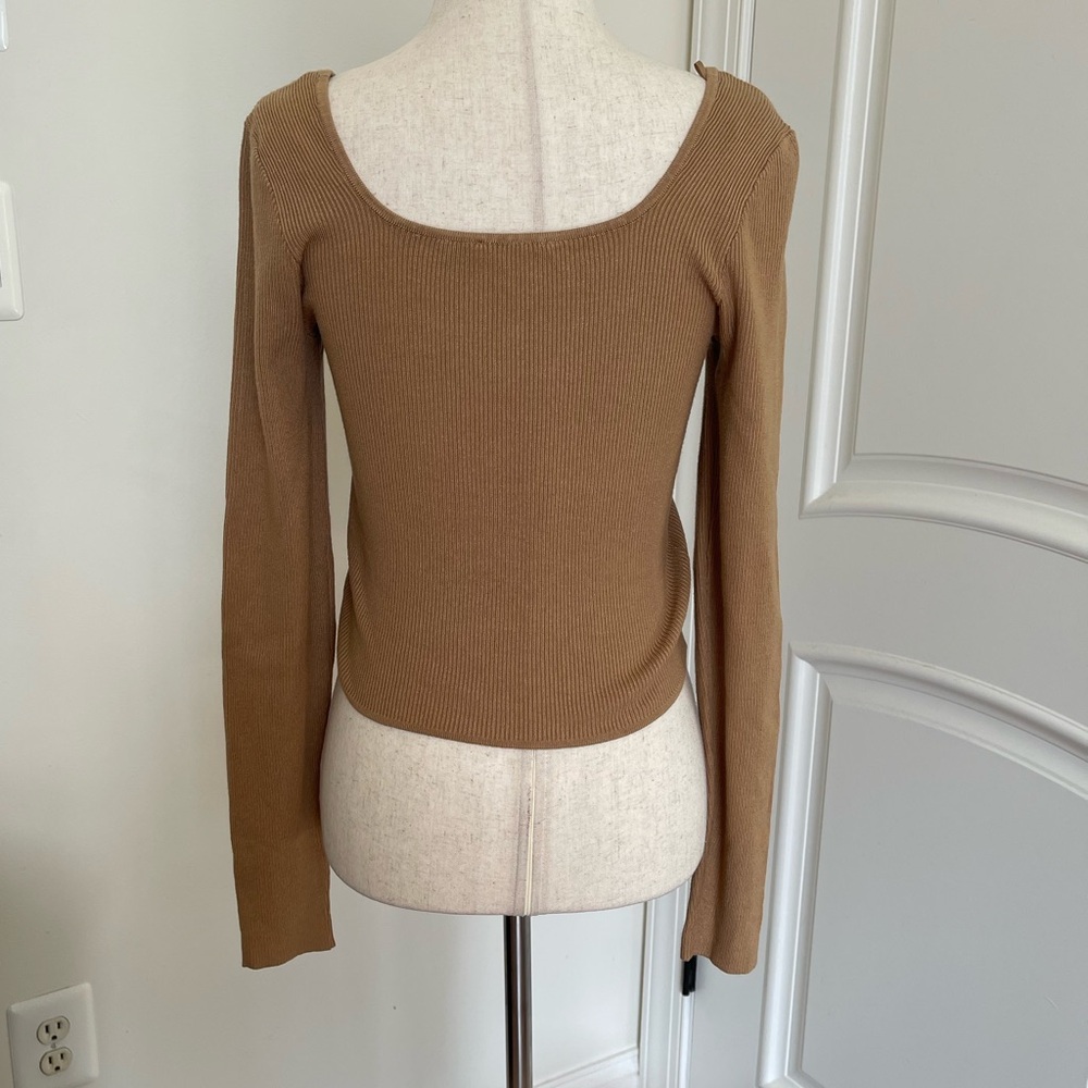 Bar III Ribbed Square Neck Top - Picture 4 of 8
